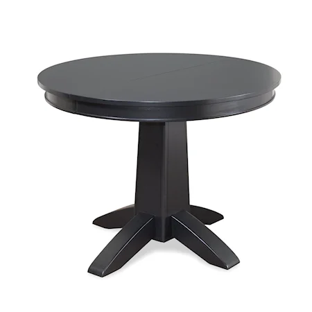 Round Top Single Pedestal Dining Table with 16" Leaf